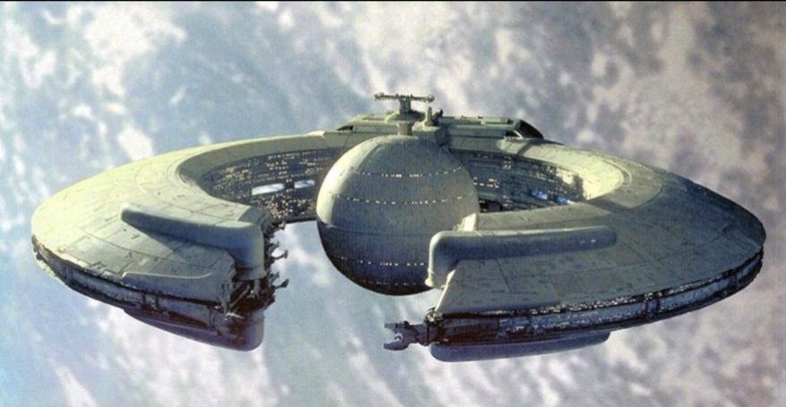 This enormous, donut-shaped vessel was originally built to haul cargo between planets: