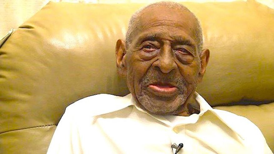 At 110, Frank Levingston is the oldest living World War II veteran, in the nation's capital Monday to mark Pearl Harbor Day and visit the White House. (Image courtesy of KPLC TV)