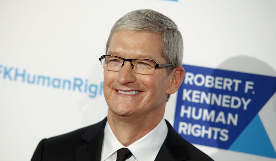 CEO of Apple Inc. Tim Cook attends the 2015 Robert F. Kennedy Human Rights Ripple of Hope Awards at the New York Hilton Midtown on Tuesday, Dec. 8, 2015, in New York. (Photo by Andy Kropa/Invision/AP)