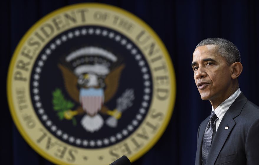 President Barack Obama speaks in Washington in this Thursday, Dec. 10, 2015, file photo. (AP Photo/Susan Walsh) ** FILE **