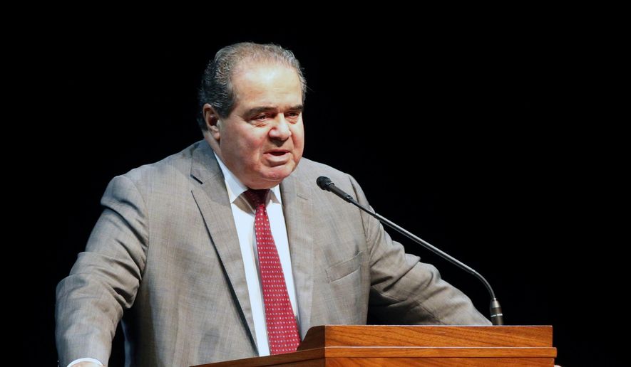 Supreme Court Justice Antonin Scalia speaks at the University of Minnesota in Minneapolis, in this Oct. 20, 2015, file photo. (AP Photo/Jim Mone, File)