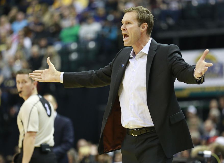 FILE - In this Nov. 27, 2015 file photo, Chicago Bulls head coach Fred Hoiberg complains about an official's call in the second half of an NBA basketball game against the Indiana Pacers in Indianapolis. As an assistant coach at Iowa State all those years ago, Chicago Bulls general manager Gar Forman figured big things were in store for Hoiberg. In his first year coaching in Chicago, Hoiberg is trying to get the most out of a veteran Bulls team with high expectations and - so far - mixed results at best. (AP Photo/R Brent Smith, File)