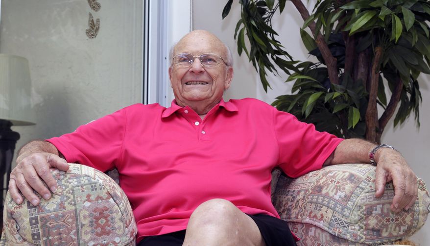 Aortic valve surgery patient Irwin Weiner poses for a photo, Friday, Dec. 11, 2015, at his home in Boca Raton, Fla. Very old age is no longer an automatic barrier for aggressive therapies, from cancer care, to major heart procedures, joint replacements and even organ transplants. (AP Photo/Alan Diaz)