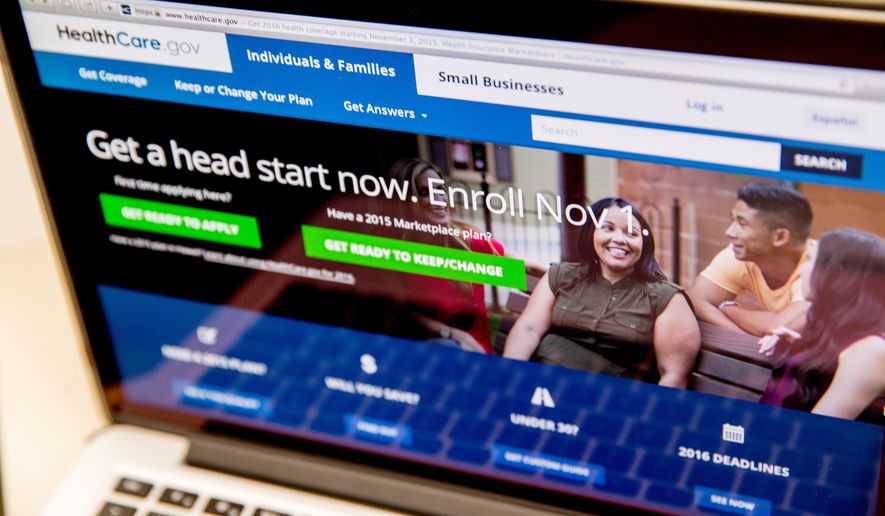 The HealthCare.gov website is displayed on a laptop screen. (Associated Press)