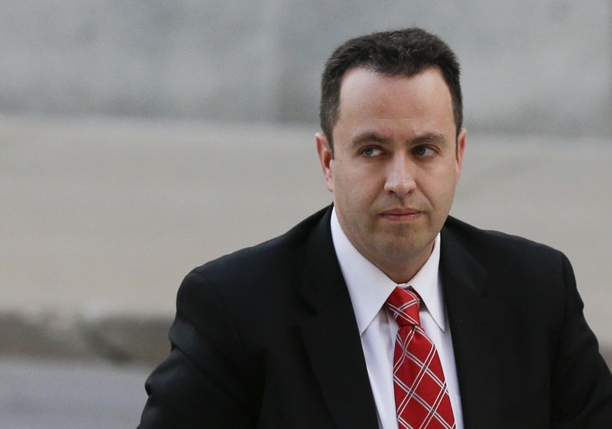 FILE - In this Nov. 19, 2015 file photo, former Subway pitchman Jared Fogle arrives at the federal courthouse in Indianapolis. Fogle, sentenced after he pleaded guilty, filed a notice of appeal Dec. 14, 2015 in the child pornography and sex crime case that sent him to prison for more than 15 years. (AP Photo/Michael Conroy)