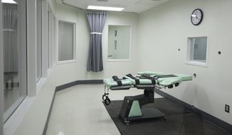 The death chamber of the new lethal injection facility at San Quentin State Prison in San Quentin, Calif., is seen here on Sept. 21, 2010. (Associated Press) **FILE**