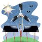 Illustration on government subsidization of the solar energy industry by Alexander Hunter/The Washington Times