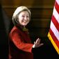 Hillary Clinton at a campaign stop this week; the Democratic frontrunner continues to dominate the polls, say the &#39;Hillary Meter.&#39; (Associated Press)