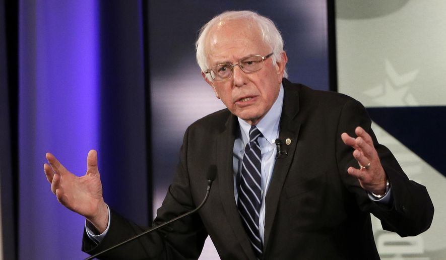 In this Nov. 14, 2015, file photo, Bernie Sanders makes a point during a Democratic presidential primary debate in Des Moines, Iowa. (AP Photo/Charlie Neibergall, File)