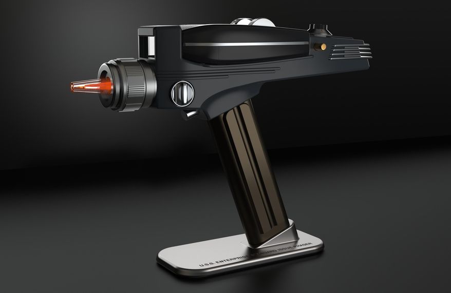 This undated photo provided by The Wand Company shows the Star Trek Phaser Remote Replica. Whether you’re shopping for a Trekkie, a tech savvy fisherman or a paranoid chef, gadget gifts abound this year. (The Wand Company via AP)