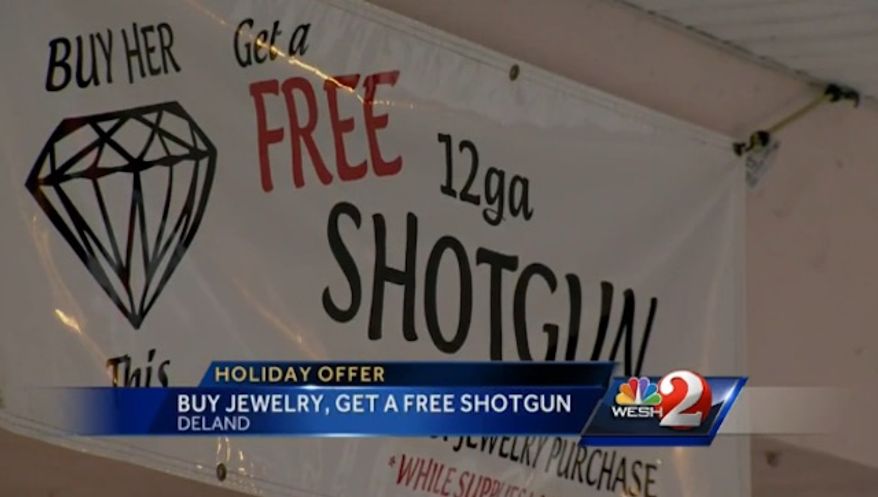 Goldsmith Jewelry and Engraving in Deland, Florida, is giving away free shotguns this Christmas. (WESH-TV)