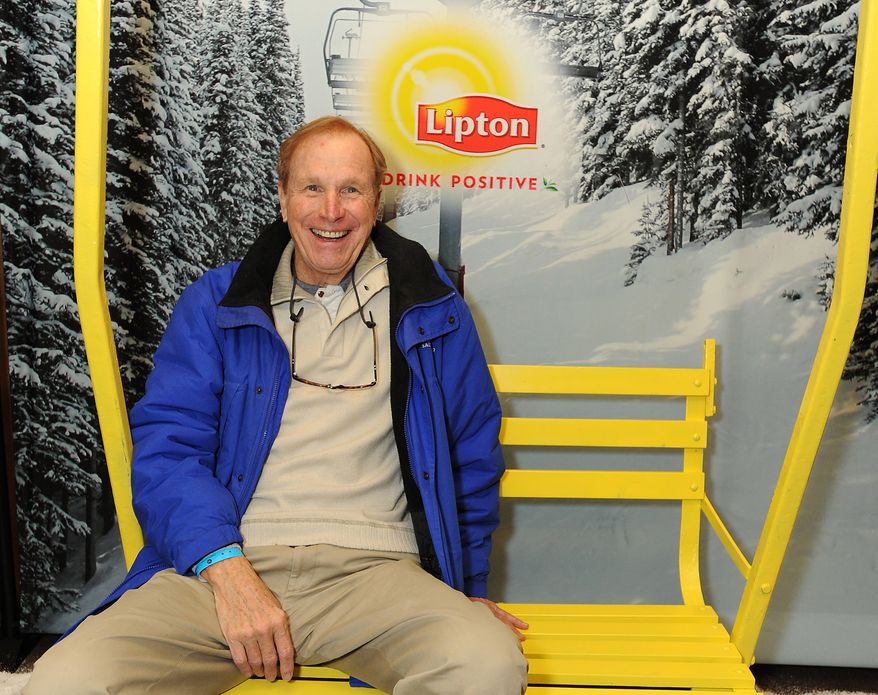 Actor Wayne Rogers takes a tea-break at the Lipton Uplift Lounge amidst the hustle and bustle of Sundance in Park City, Utah, on Jan. 19, 2013. (Associated Press)