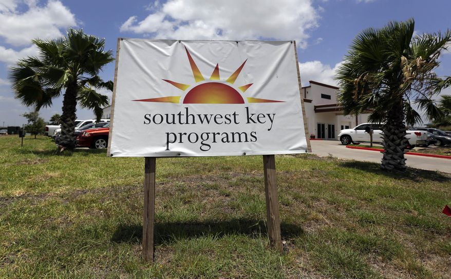 FILE - In this June 20, 2014 file photo, a sign stands outside Southwest Key-Nueva Esperanza, in Brownsville, Texas, a facility that shelters unaccompanied immigrant children. The U.S. government announced on Thursday, Dec. 31, 2015, that it plans to open three new shelters, one each in Colorado, Florida and New Mexico, to house young Central American immigrants as part of an effort to deal with a renewed influx of unaccompanied children across the border. (AP Photo/Eric Gay, File)