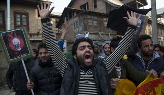 A Kashmiri Shiite Muslim man shouts slogans against the execution of Sheikh Nimr al-Nimr, during a protest in Srinagar, Indian controlled Kashmir, Saturday, Jan. 2, 2016. Hundreds of Shiite Muslims in Indian portion of Kashmiri rallied in the Shia dominated areas protesting against Saudi Arabia, after they announced on Saturday it had executed 47 prisoners convicted of terrorism charges, including al Qaeda detainees and a prominent Shiite cleric who rallied protests against the government. (AP Photo/Dar Yasin)