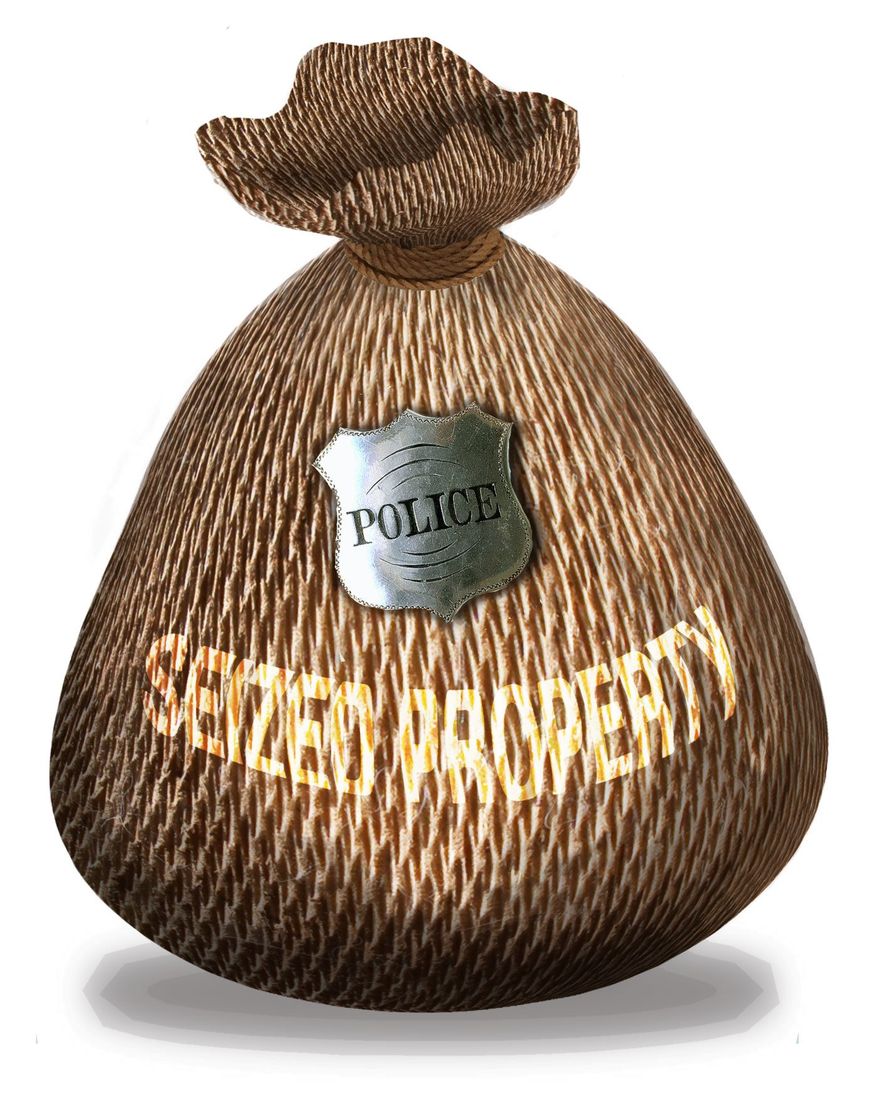 Illustration on police property seizure policy by Alexander Hunter/The Washington Times