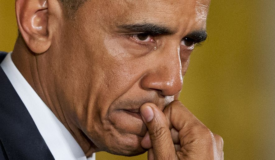 A tear wells up in President Barack Obama&#39;s eye as he speaks about the youngest victims of the Sandy Hook shootings, Tuesday, Jan. 5, 2016, in the East Room of the White House in Washington. while speaking about steps his administration is taking to reduce gun violence. (AP Photo/Jacquelyn Martin)