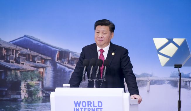 Chinese President Xi Jinping delivers a keynote speech at the opening ceremony of the Second World Internet Conference in Wuzhen Town, east China&#x27;s Zhejiang Province, Wednesday, Dec. 16, 2015. (Chinatopix via AP) CHINA OUT