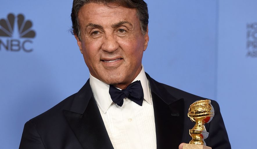 Sylvester Stallone poses in the press room with the award for best performance by an actor in a supporting role in a motion picture for &amp;#8220;Creed&amp;#8221; at the 73rd annual Golden Globe Awards on Sunday, Jan. 10, 2016, at the Beverly Hilton Hotel in Beverly Hills, Calif. (Photo by Jordan Strauss/Invision/AP)