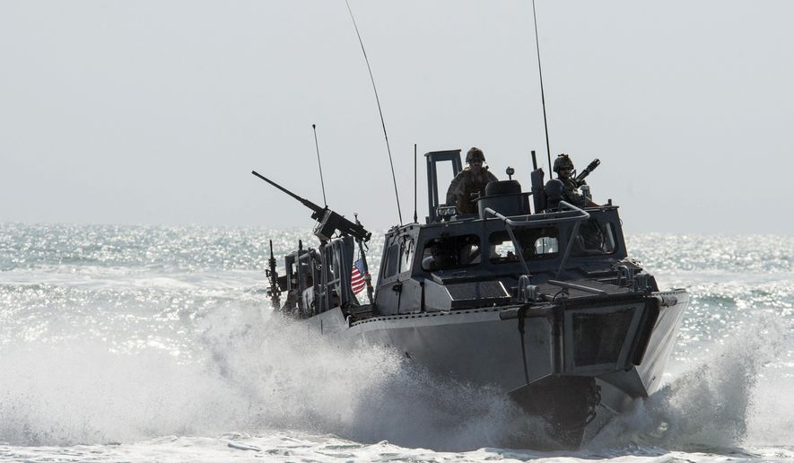This Nov. 2, 2015, image provided by the U.S. Navy, shows Riverine Command Boat (RCB) 805 in the Persian Gulf. Iran was holding 10 U.S. Navy sailors and their two boats, similar to the one in this picture, on Jan. 12, 2016, after the boats had mechanical problems and drifted into Iranian waters. American officials have received assurances from Tehran that they will be returned safely and promptly. (Torrey W. Lee/U.S. Navy via AP)