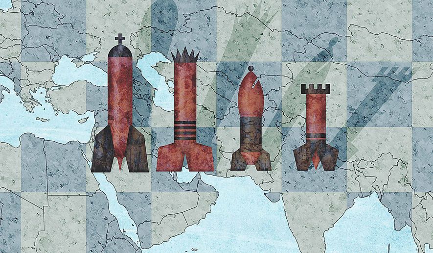 Mideast Chess Game Illustration by Greg Groesch/The Washington Times