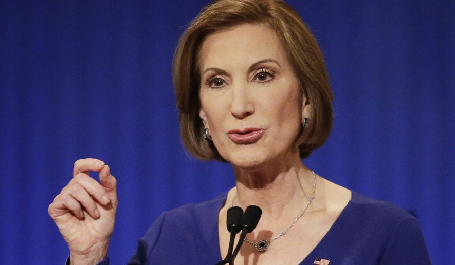 &quot;We have to end the crony capitalism — the crony capitalism that starts with both Donald Trump and Hillary Clinton,&quot; Carly Fiorina said. &quot;Hillary Clinton sits inside government and rakes in millions, handing out access and favors and Donald Trump sits outside government and rakes in billions buying people like Hillary Clinton.&quot; (Associated Press)