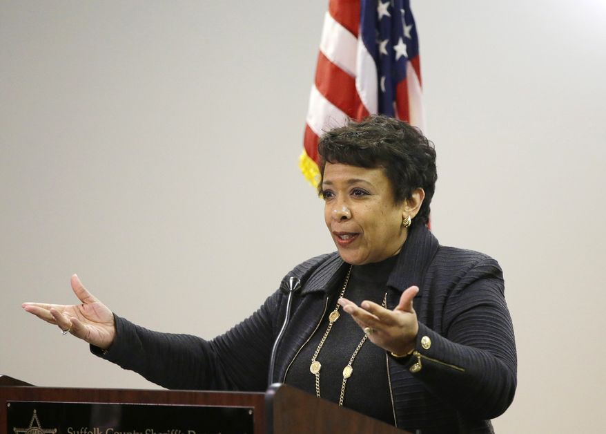 Attorney General Loretta Lynch speaks about the Obama Administration's work on criminal justice reform and reentry services amplifying President Obama's message following his final State of the Union address, Wednesday, Jan. 13, 2016, at the Suffolk County House of Correction at South Bay in Boston. (AP Photo/Stephan Savoia) ** FILE **