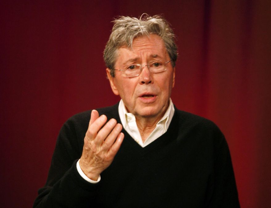 FILE - In this Jan. 27, 2011 file photo, British actor Brian Bedford speaks during an interview in New York. Bedford, whose stage work included roles by Shakespeare and Chekhov, a long relationship with the Stratford Shakespeare Festival, and a memorable cross-dressing turn as a dowager on Broadway, died of cancer, Wednesday, Jan. 13, 2016, in Santa Barbara, Calif. He was 80. (AP Photo/Peter Morgan, File)