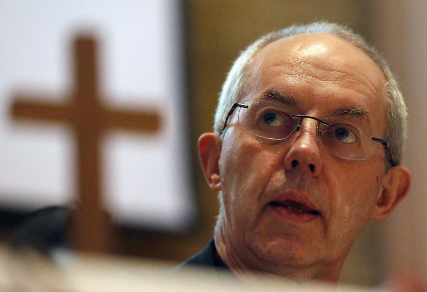 The Archbishop of Canterbury, Justin Welby, addresses the media during a press conference in Canterbury, England, Friday, Jan. 15, 2016. (AP Photo/Frank Augstein) ** FILE **