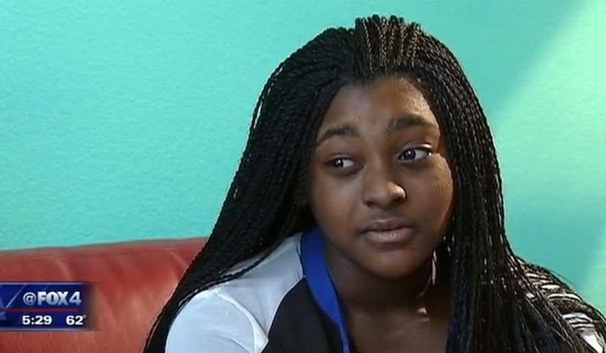 Indiyah Rush, a 12-year-old student at Schrade Middle School in Garland, Texas, was suspended and is now facing a month in an alternative school after she shared her inhaler with her asthmatic friend. (KDFW-TV)