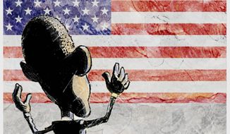Illustration on the continued influence of Obama after he leaves office by Alexander Hunter/the Washington Times