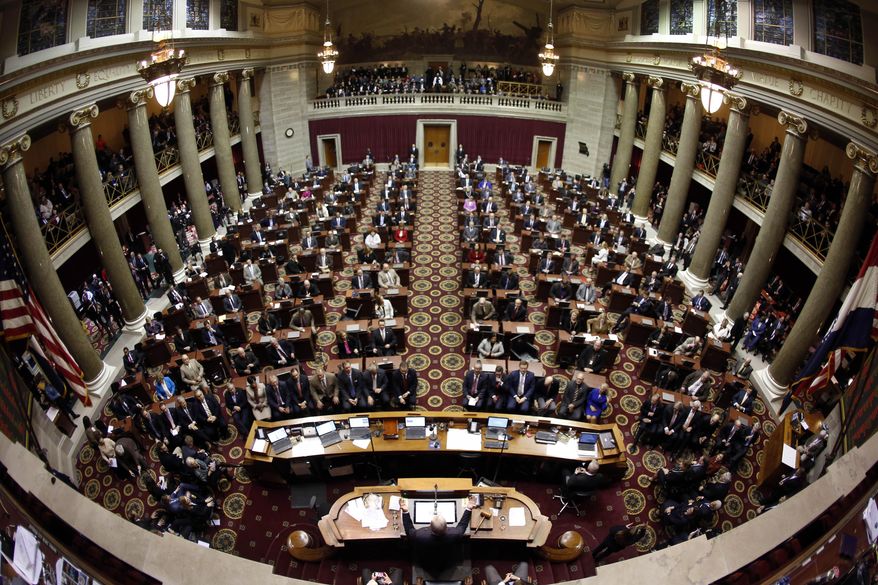 Missouri Gov. Jay Nixon delivers the annual State of the State address to a joint session of the House and Senate, Wednesday, Jan. 20, 2016, in Jefferson City, Mo. (AP Photo/Jeff Roberson)