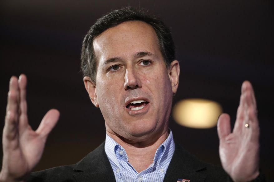 Rick Santorum speaks Saturday, Jan. 23, 2016, at the New Hampshire Republican Party summit in Nashua, N.H. (AP Photo/Matt Rourke)  **FILE**