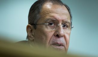 Russian Foreign Minister Sergey Lavrov speaks during his annual news conference in Moscow, Tuesday, Jan. 26, 2016. Russia on Tuesday argued strongly against Turkey&#39;s demand to keep a leading Kurdish group out of Syria&#39;s peace talks, and said it expects the U.N. envoy to resist what he called &amp;quot;blackmail&amp;quot; by Turkey and others, reflecting sharp differences that remain ahead of the scheduled talks. (AP Photo/Ivan Sekretarev)