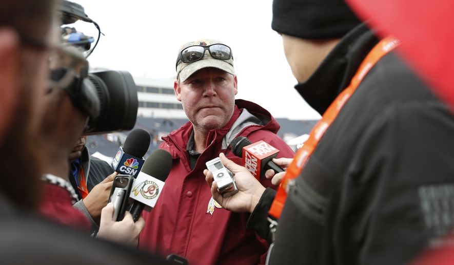 Scot McCloughan, general manager of the Washington Redskins, talks to reporrters during NCAA college football practice for the Senior Bowl, Wednesday, Jan. 27, 2016, in Mobile, Ala. (AP Photo/Brynn Anderson)