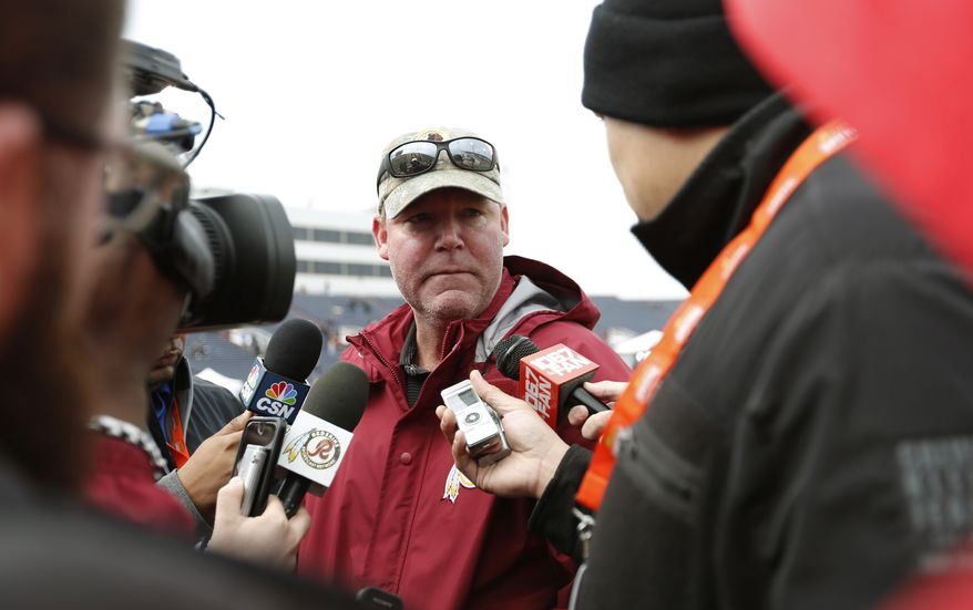 Scot McCloughan, general manager of the Washington Redskins, talks to reporrters during NCAA college football practice for the Senior Bowl, Wednesday, Jan. 27, 2016, in Mobile, Ala. (AP Photo/Brynn Anderson)