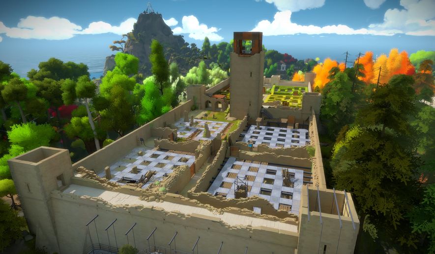 This image released by Thekla Inc. shows a scene from "The Witness," a video game set in a mysterious island with hundreds of puzzles. (Thekla Inc. via AP)