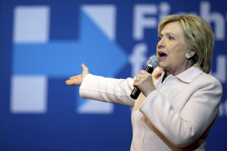 Democratic presidential candidate Hillary Clinton speaks at a rally at Five Flags Center in Dubuque, Iowa, Friday, Jan. 29, 2016. (AP Photo/Andrew Harnik)