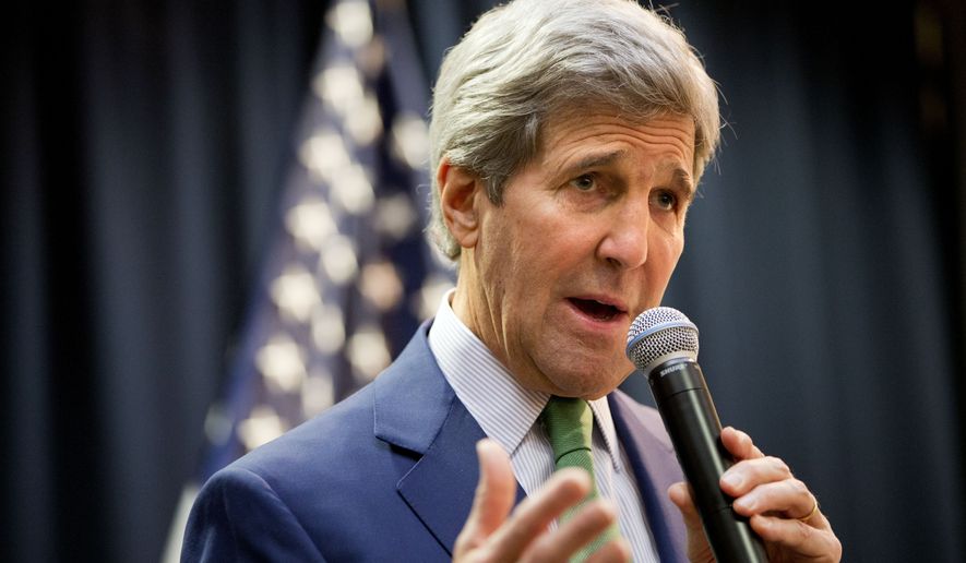 The State Department says Sen. John Kerry used a private email account to send information now deemed classified to then-Secretary of State Hillary Clinton on her personal server. (Associated Press)