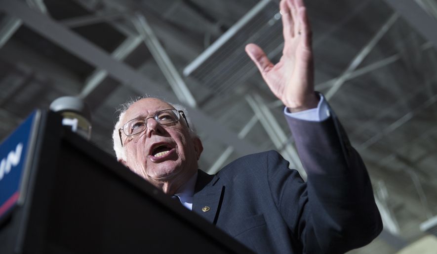 Democratic presidential candidate Sen. Bernie Sanders, I-Vt., speaks during a campaign rally at Grand View University, on Sunday, Jan. 31, 2016, in Des Moines, Iowa. (AP Photo/Evan Vucci)