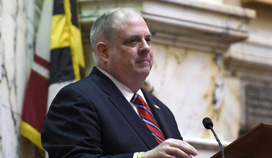 Maryland Gov. Larry Hogan delivers his State of the State address at the statehouse in Annapolis, Md., Wednesday, Feb. 3, 2016. (AP Photo/Gail Burton) ** FILE **