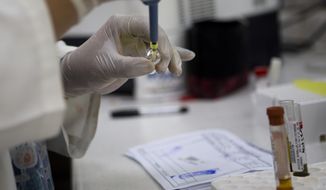 A blood samples from pregnant women are analyzed fro the presence of the Zika virus, at Guatemalan Social Security maternity hospital in Guatemala City, Tuesday, Feb. 2, 2016. According to Guatemalan health authorities, the country does not have any confirmed case of pregnant women infected by Zika virus. The virus is suspected to cause microcephaly in newborn children. There is no treatment or vaccine for the mosquito-borne virus, which is in the same family of viruses as dengue. (AP Photo/Moises Castillo)