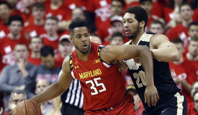Maryland forward Damonte Dodd (35) drives against Purdue center A.J. Hammons in the first half of an NCAA college basketball game, Saturday, Feb. 6, 2016, in College Park, Md. (AP Photo/Patrick Semansky) ** FILE **