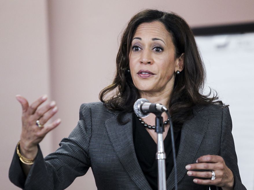 California Attorney General Kamala Harris speaks at a meet and greet at Building and Construction Trades Council in Los Angeles. Chiu,File)