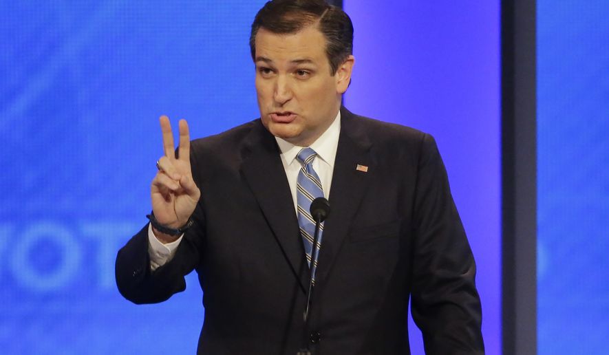 Republican presidential candidate, Sen. Ted Cruz, R-Texas, answers a question during a Republican presidential primary debate hosted by ABC News at the St. Anselm College Saturday, Feb. 6, 2016, in Manchester, N.H. (AP Photo/David Goldman)