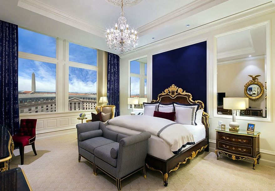 A typical guest room in Donald Trump's new luxury hotel in Washington, which opens in September, 2016. (Trump Hotels Collection)