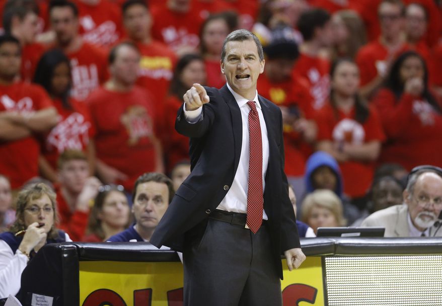 Maryland head coach Mark Turgeon directs his players during an NCAA college basketball game against Purdue, Saturday, Feb. 6, 2016, in College Park, Md. (AP Photo/Patrick Semansky) **FILE**
