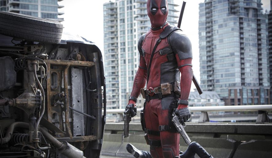 This image released by Twentieth Century Fox shows Ryan Reyonlds in a scene from "Deadpool." (Joe Lederer/Twentieth Century Fox Film Corp. via AP)