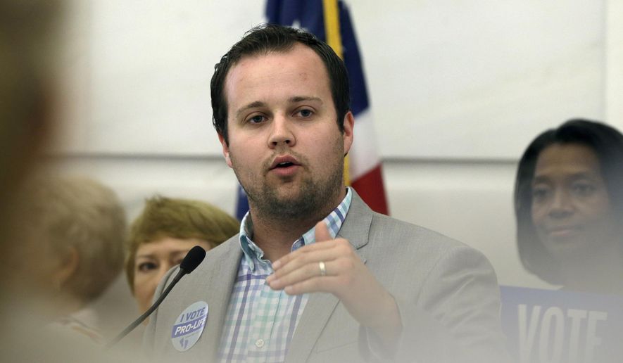 In this Aug. 29, 2014, file photo, Josh Duggar, executive director of FRC Action, speaks in favor the Pain-Capable Unborn Child Protection Act at the Arkansas state Capitol in Little Rock, Ark. (AP Photo/Danny Johnston, File) **FILE**