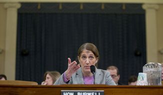 Health and Human Services (HHS) Secretary Sylvia Mathews Burwell testifies on Capitol Hill in Washington, Wednesday, Feb. 10, 2016, before the House Ways and Means Committee hearing on the fiscal 2017 HHS budget. Burwell has ashes on her forehead, Wednesday being Ash Wednesday.  (AP Photo/Alex Brandon)