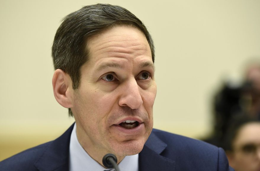 CDC Director Tom Frieden testifies on Capitol Hill in Washington, Wednesday, Feb. 10, 2016, before the House Foreign Affairs, Africa, Global Health, Global Human Rights, and International Organizations subcommittee and Western Hemisphere subcommittee hearing on: 'The Global Zika Epidemic.' (AP Photo/Susan Walsh)